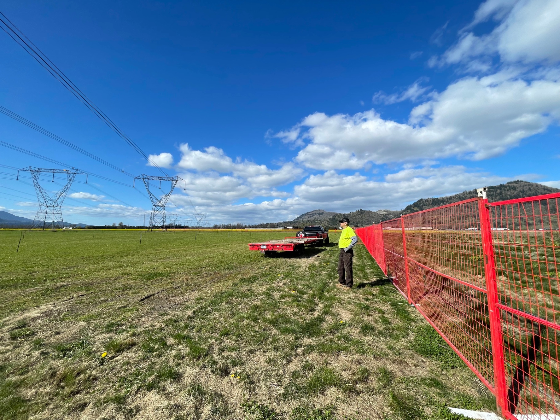 Clearline Services crew installing temporary fencing in the Fraser Valley