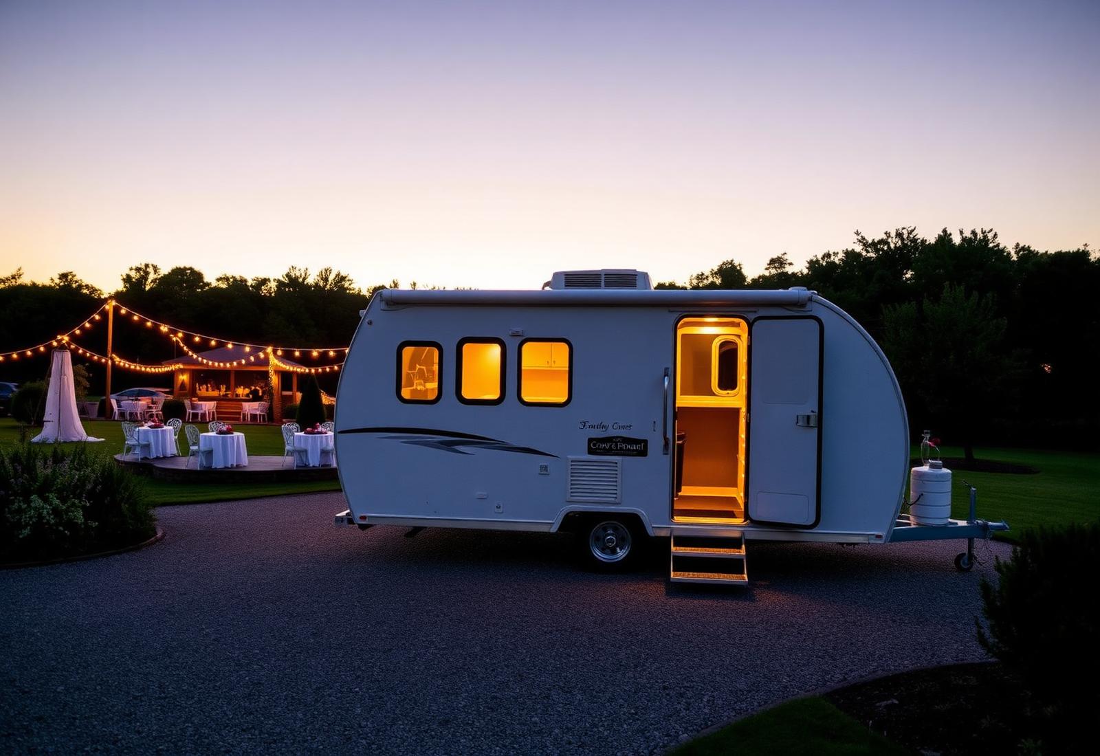 Luxury washroom trailer at an outdoor event